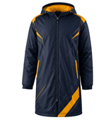 Custom Navy Yellow Football Jacket – Hooded Team Bench Coat for Clubs