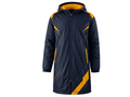 Custom Navy Yellow Football Jacket – Hooded Team Bench Coat for Clubs