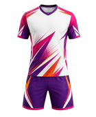 Custom White Purple Soccer Uniform | Wholesale Jersey and Shorts Set for Bulk Team Orders