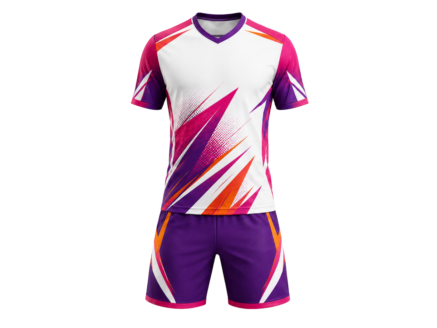 Custom White Purple Soccer Uniform | Wholesale Jersey and Shorts Set for Bulk Team Orders