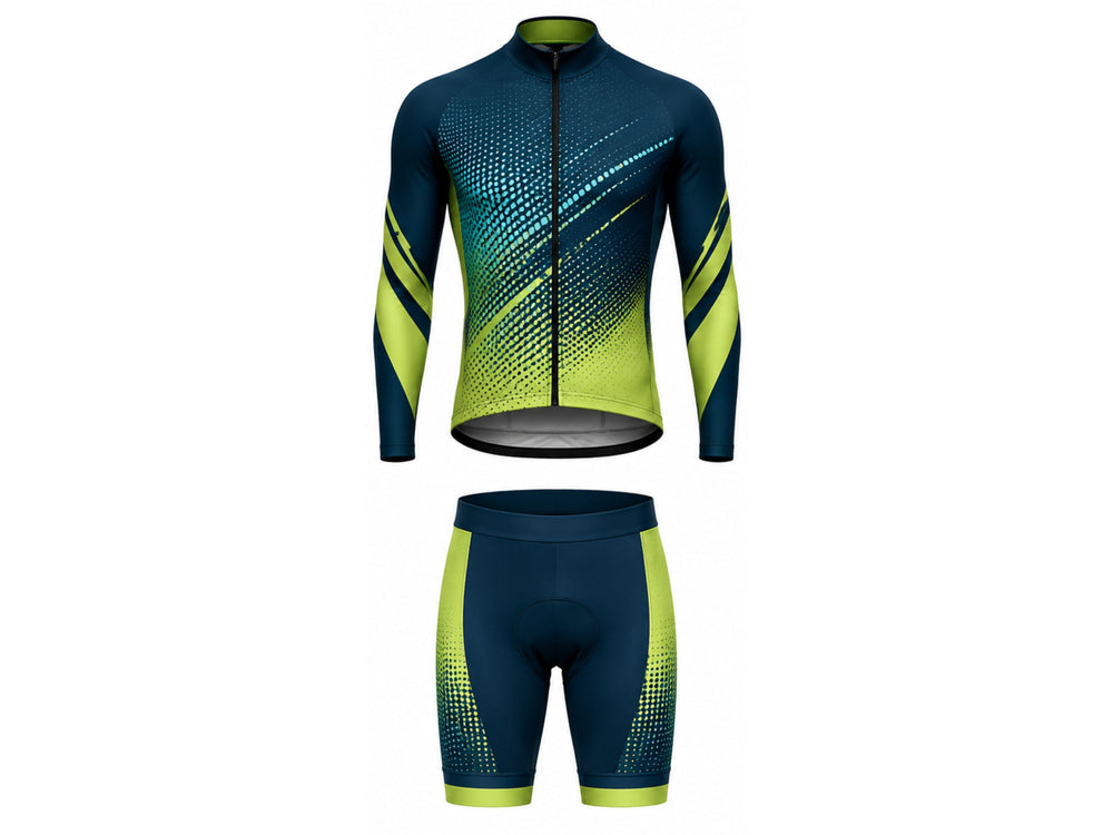 Custom Cycling Uniform Dark Teal & Lime Team Set Wholesale Low MOQ Bulk Sportswear front design preview
