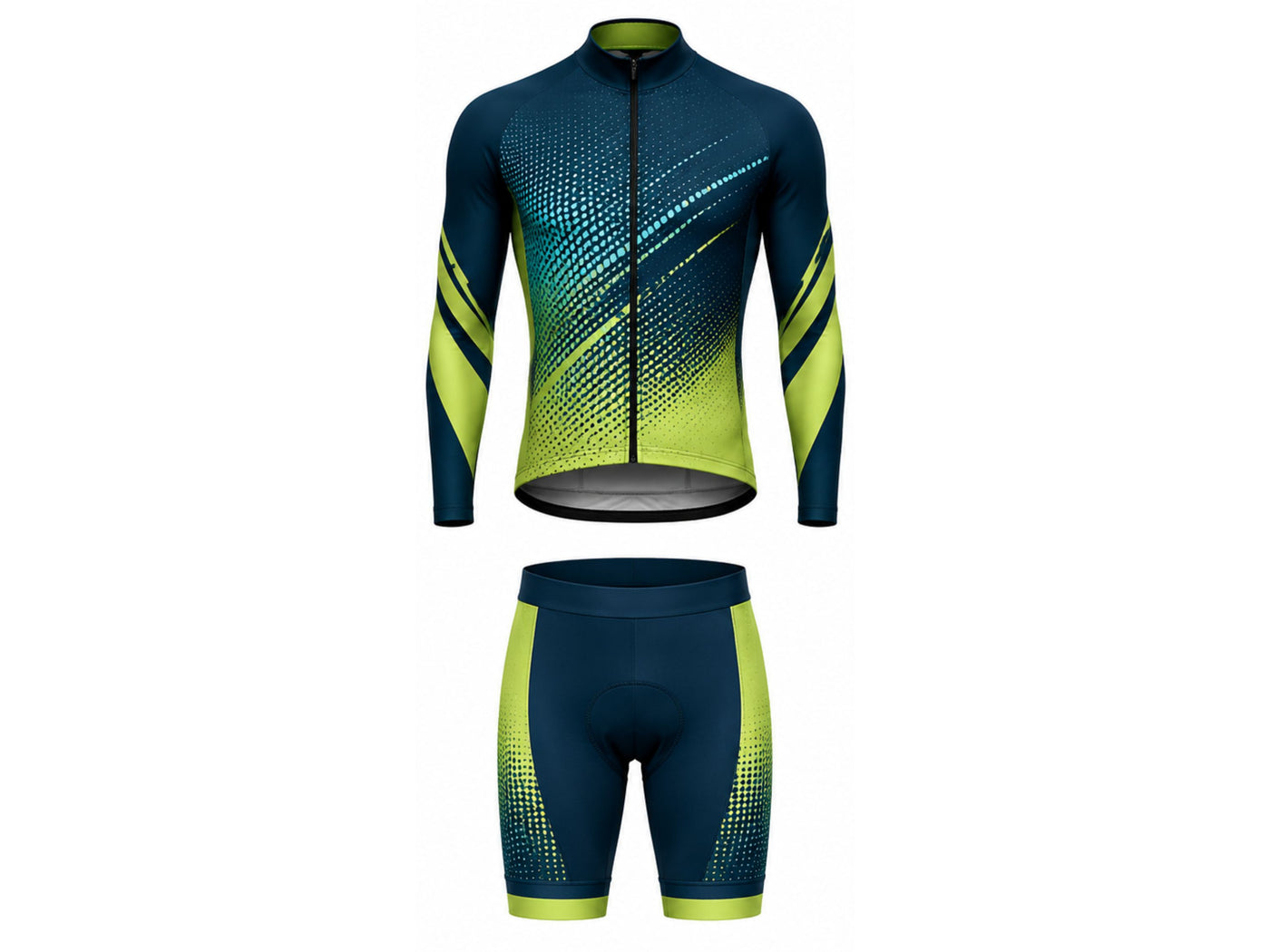 Custom Cycling Uniform – Dark Teal & Lime Team Set, Wholesale, Low MOQ, Bulk Sportswear