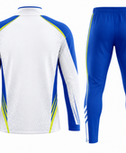 Custom White Blue Soccer Tracksuit | Wholesale Team Warmup Jacket and Pants Set