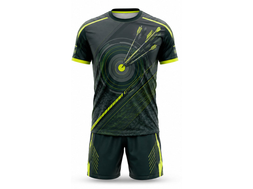 B2B Archery Uniform Green& Lime Wholesale Team Jersey & Shorts Low MOQ Performance Set front design preview