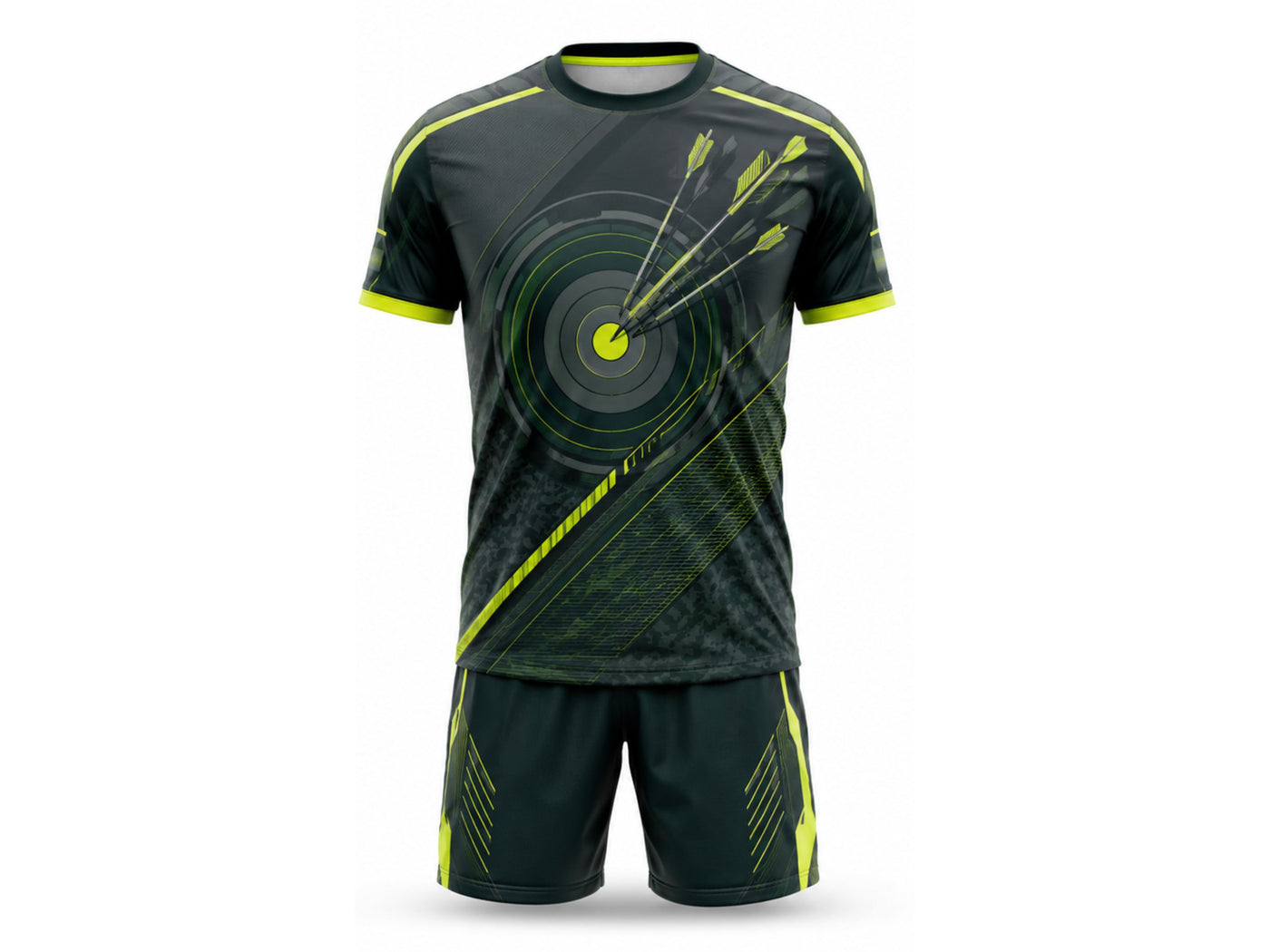 Green& Lime Archery Uniform – Wholesale Team Jersey & Shorts, Low MOQ, Bulk Performance Set