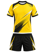 Yellow & Black Teqball Uniform – Bulk Team Jersey & Shorts, Low MOQ, Wholesale Performance Set