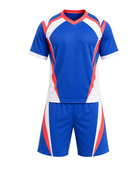 Wholesale Lacrosse Uniform Set – Blue & Red Performance Jersey & Shorts – Bulk Order, Low MOQ Team Sportswear