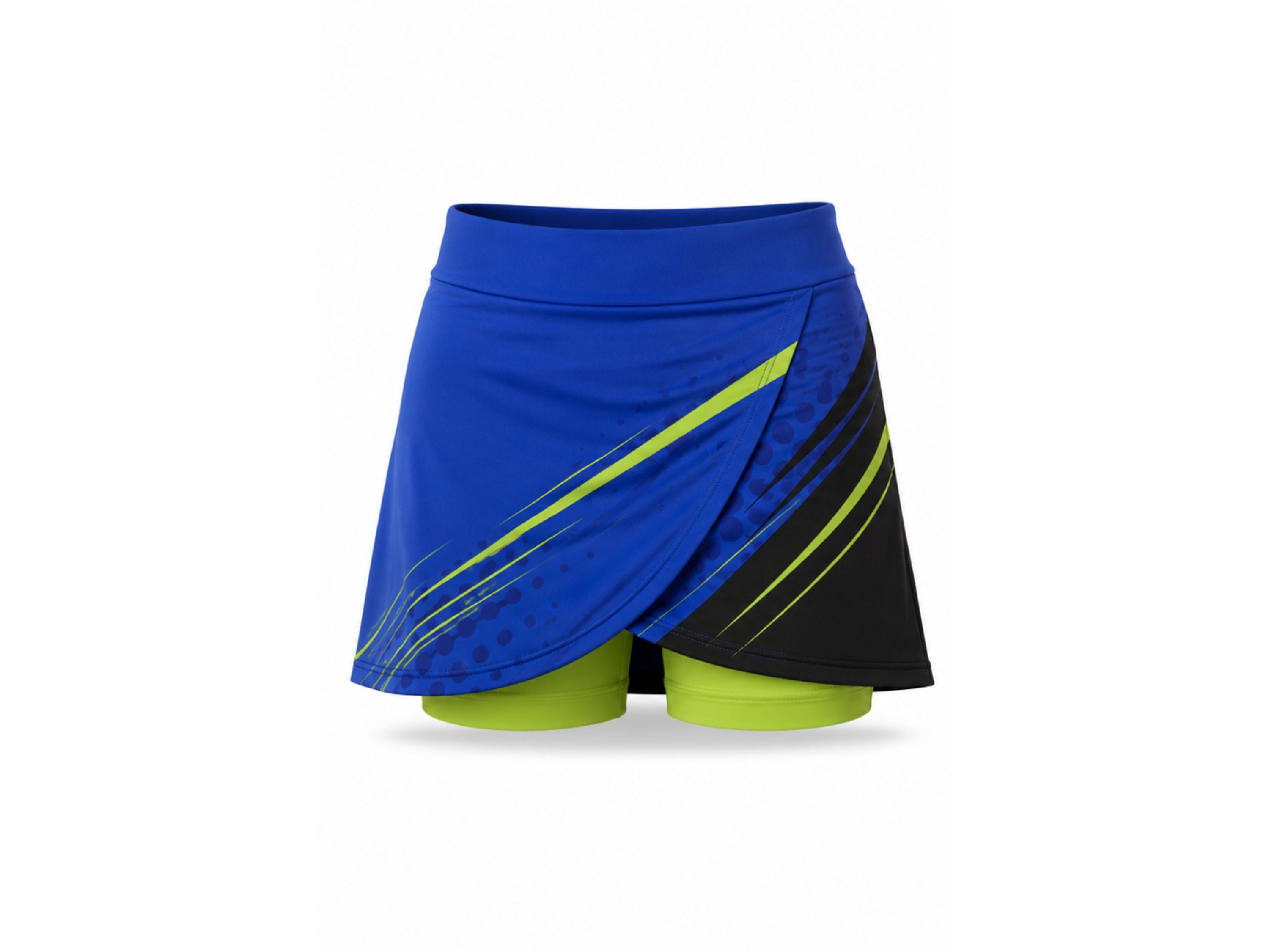 Custom Pickleball Skort | Wholesale Pickleball Team Skirt | Blue Lime Green Black | Apparels Bridge