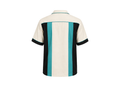 Custom Retro Bowling Fan Shirt – Cream Black Teal Sublimated Button-Up Lifestyle Apparel
