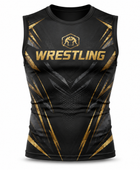 Custom Wrestling Compression Shirt | Wholesale Wrestling Team Shirt | Black Gold | Apparels Bridge