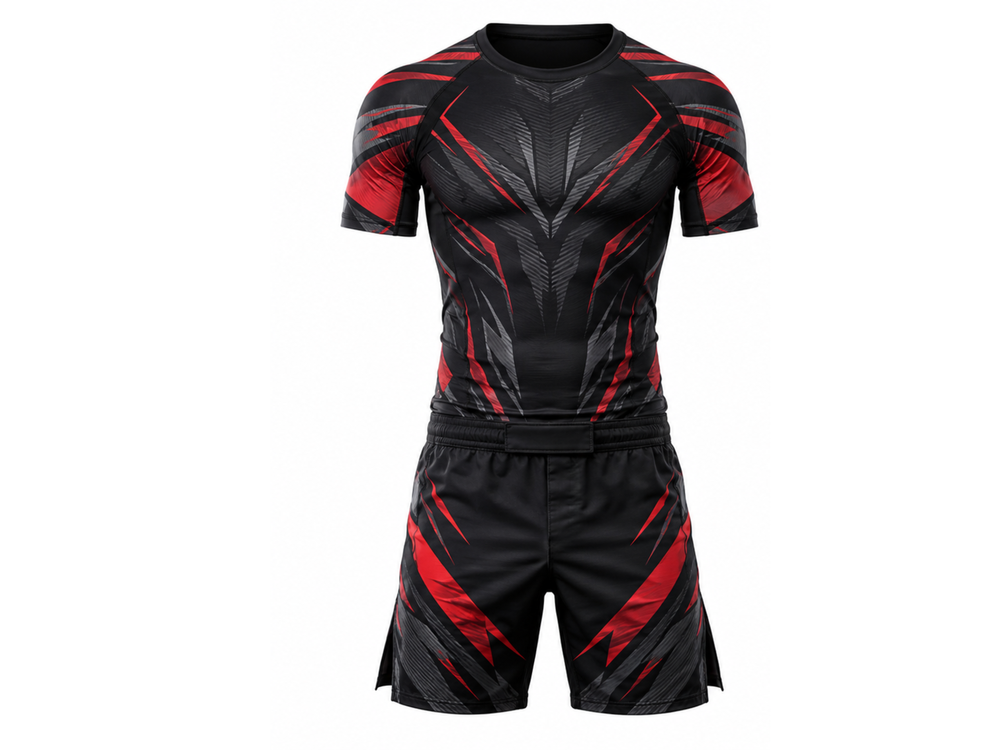 Custom Combat Uniform Team Set Black & Red Wholesale front design preview