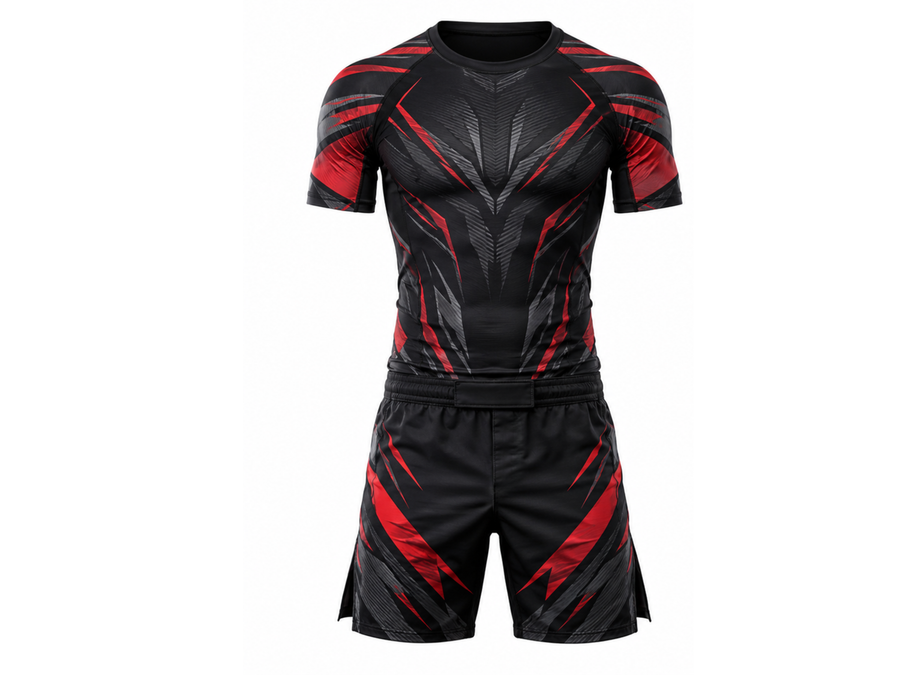 Custom Black & Red Combat Uniform Team Set Wholesale, Low MOQ, Personalized Name & Number design preview
