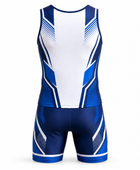 Custom Wrestling Singlet | Wholesale Two Piece Wrestling Uniform | White Blue Black | Apparels Bridge