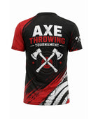Custom Axe Throwing Tournament Shirt – Black Red Team Jersey