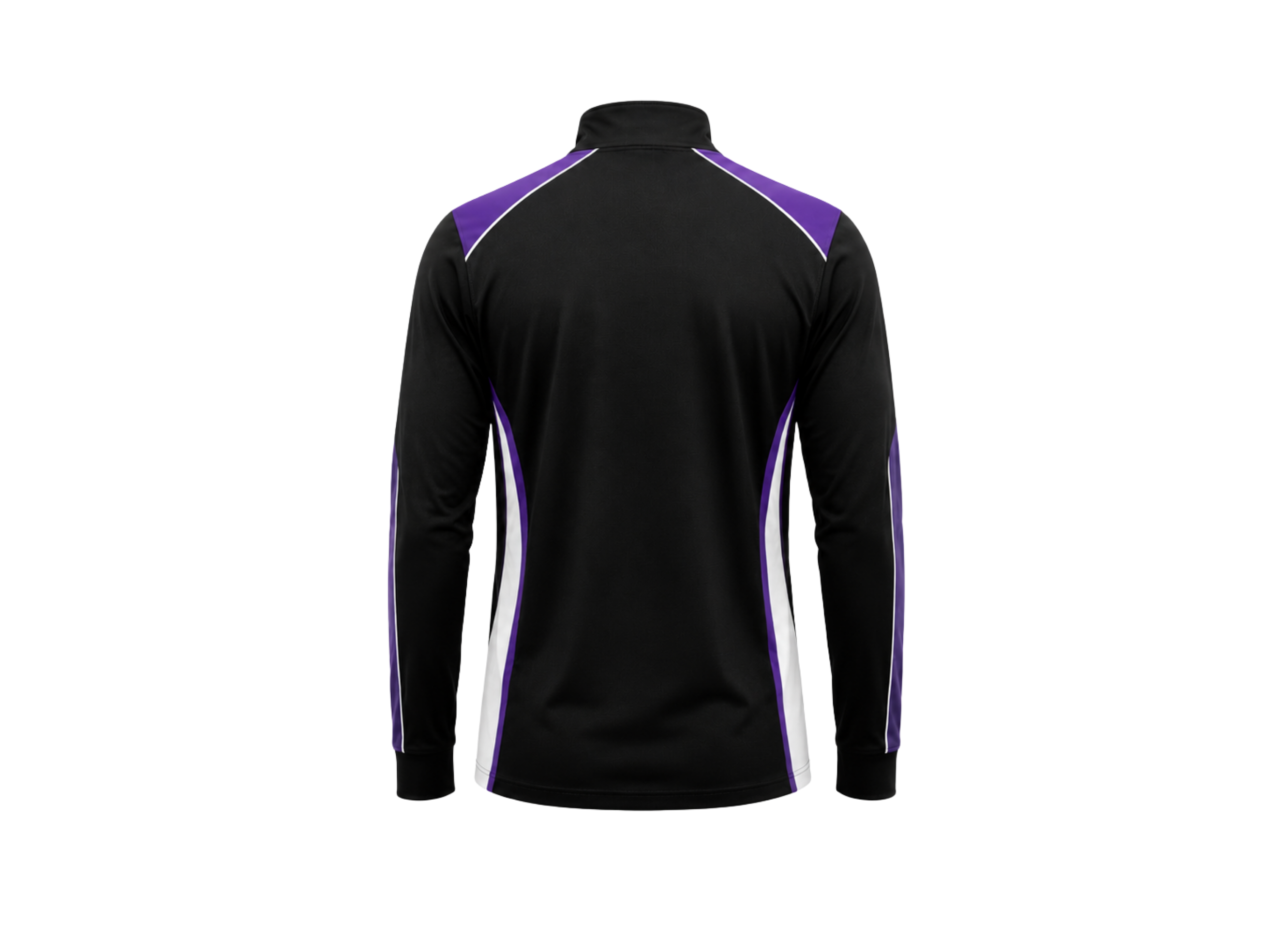 Custom Bowling Alley Staff Quarter-Zip – Black Purple Sublimated Uniform Top