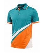 Men’s Teal & Orange Golf Polo – Performance Athletic Shirt