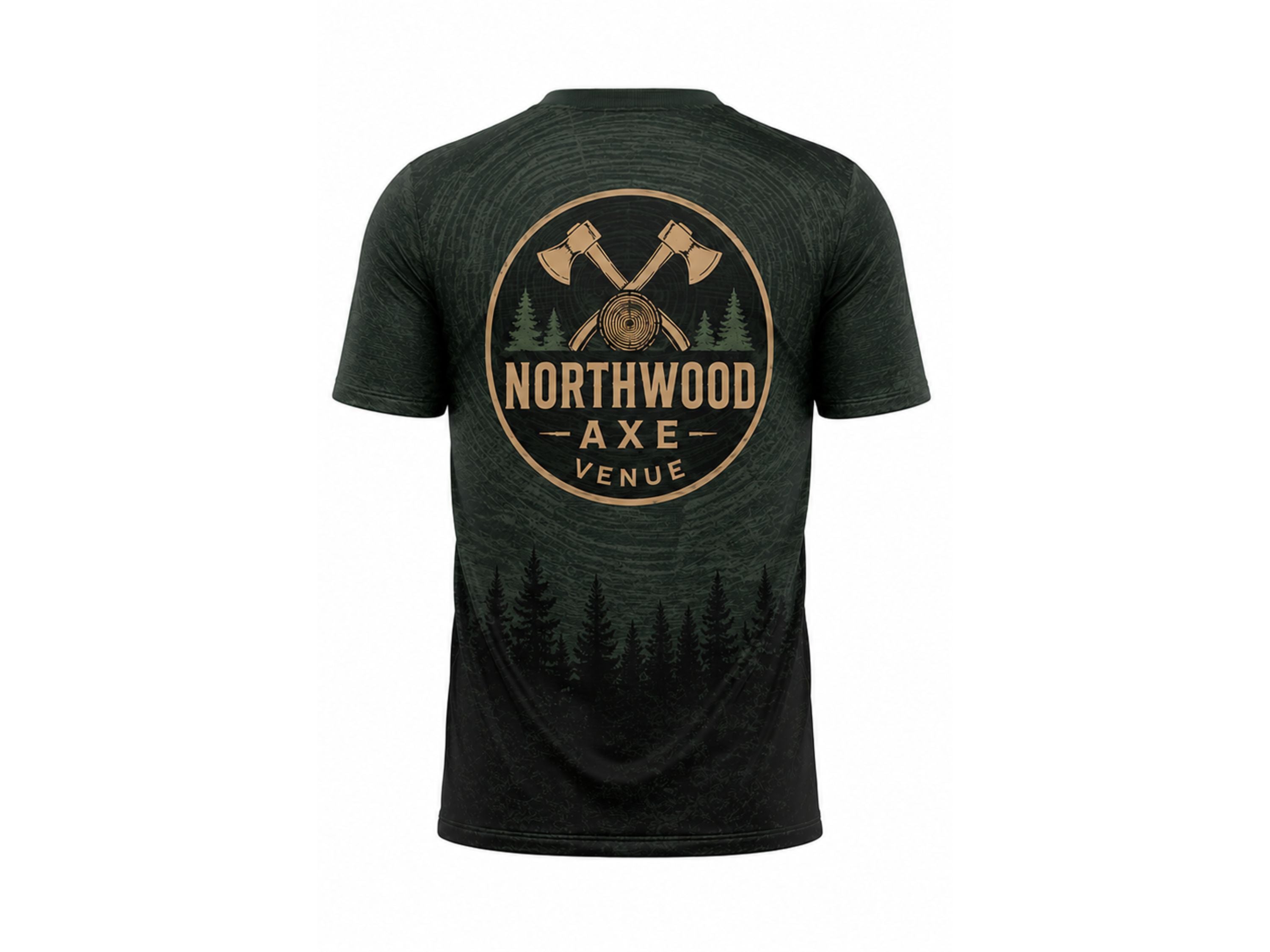 Custom Forest Green Axe Throwing Venue T-Shirt | Wholesale Apparel