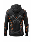 Custom Black Orange Sublimated Axe Throwing Pullover Hoodie – Team Apparel
