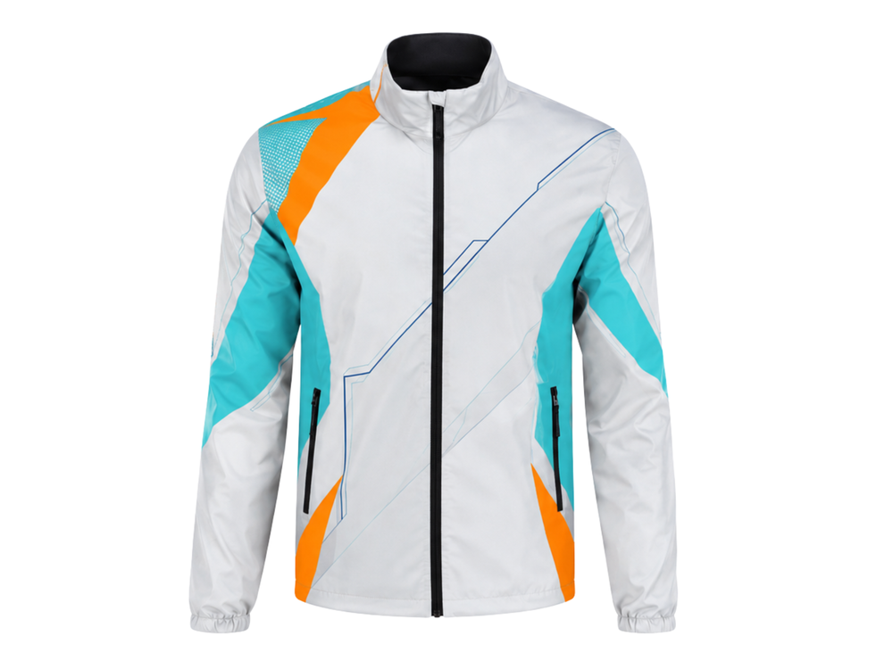 Custom White Teal Lacrosse Warm-Up Jacket – Wholesale Full-Zip Teamwear front design preview