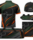 Custom Archery Team Kit – Green Black Orange Jersey, Cap, Arm Guard, Towel & Bag