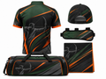 Custom Archery Team Kit – Green Black Orange Jersey, Cap, Arm Guard, Towel & Bag