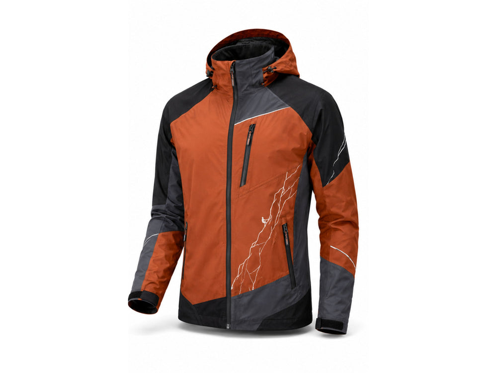 Climbing Softshell Jacket B2B Low MOQ Custom Orange Black Full-Zip Teamwear front design preview