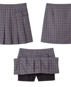 School Plaid Pleated Two-Tab Skort Grey | B2B Low MOQ Wholesale