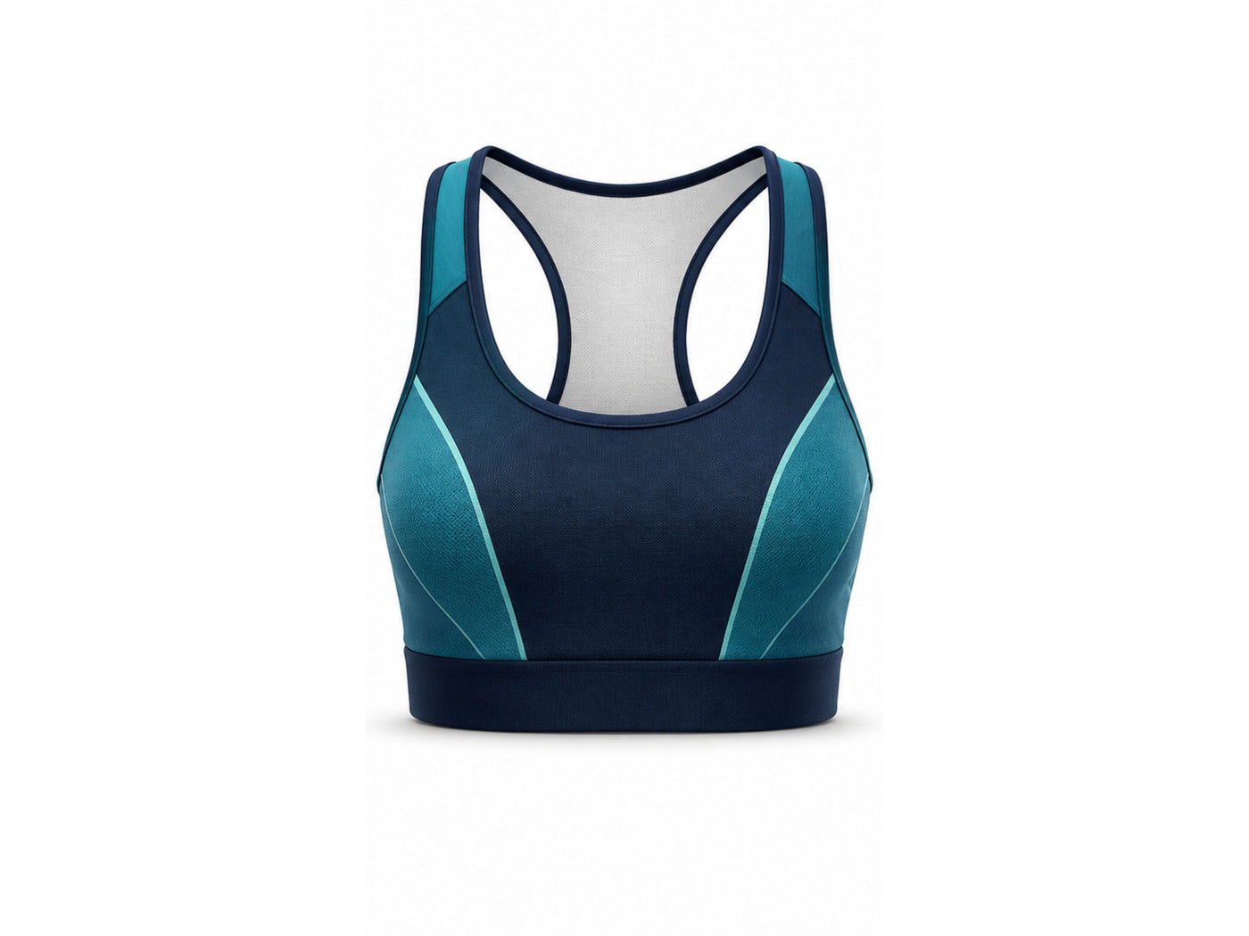 Teal & Navy Basketball Bra – Athletic Performance Bra, Wholesale Bulk, Low MOQ