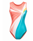 Coral & Turquoise Gymnastics Leotard – Wholesale Bulk Team Kit, Low MOQ, B2B Performance Apparel