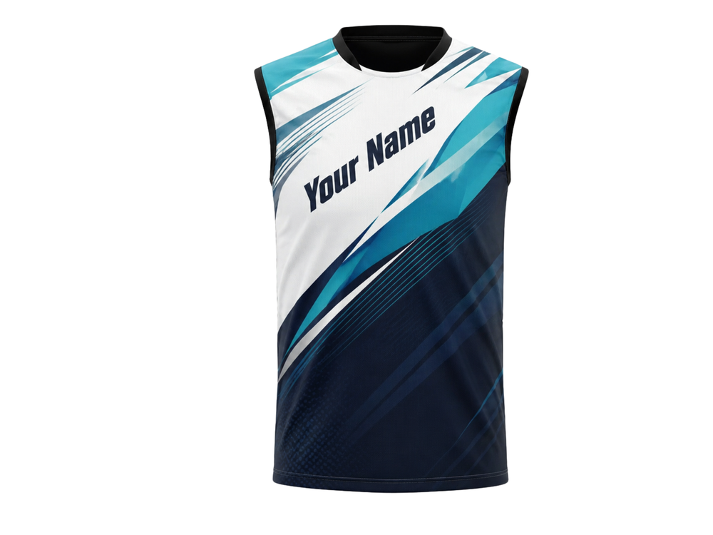 Navy & Teal Ping Pong Jersey – Team Table Tennis Performance Wear, Wholesale Bulk, Low MOQ front design preview