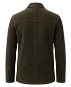 Custom Leather Olive Green Hunting Shirt Jacket B2B