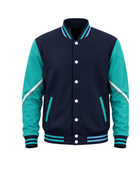 Custom Navy Teal Football Varsity Jacket – Wholesale Team Jacket for Clubs