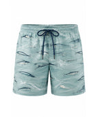 Custom Fishing Shorts – Light Blue Fish-Print, Wholesale, Low MOQ, Bulk Sportswear
