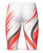 Custom Men’s Swim Jammer – White Orange Wholesale Swim Team Shorts