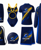 Custom Full Swim Team Package – Navy Yellow Wholesale Swim Kit