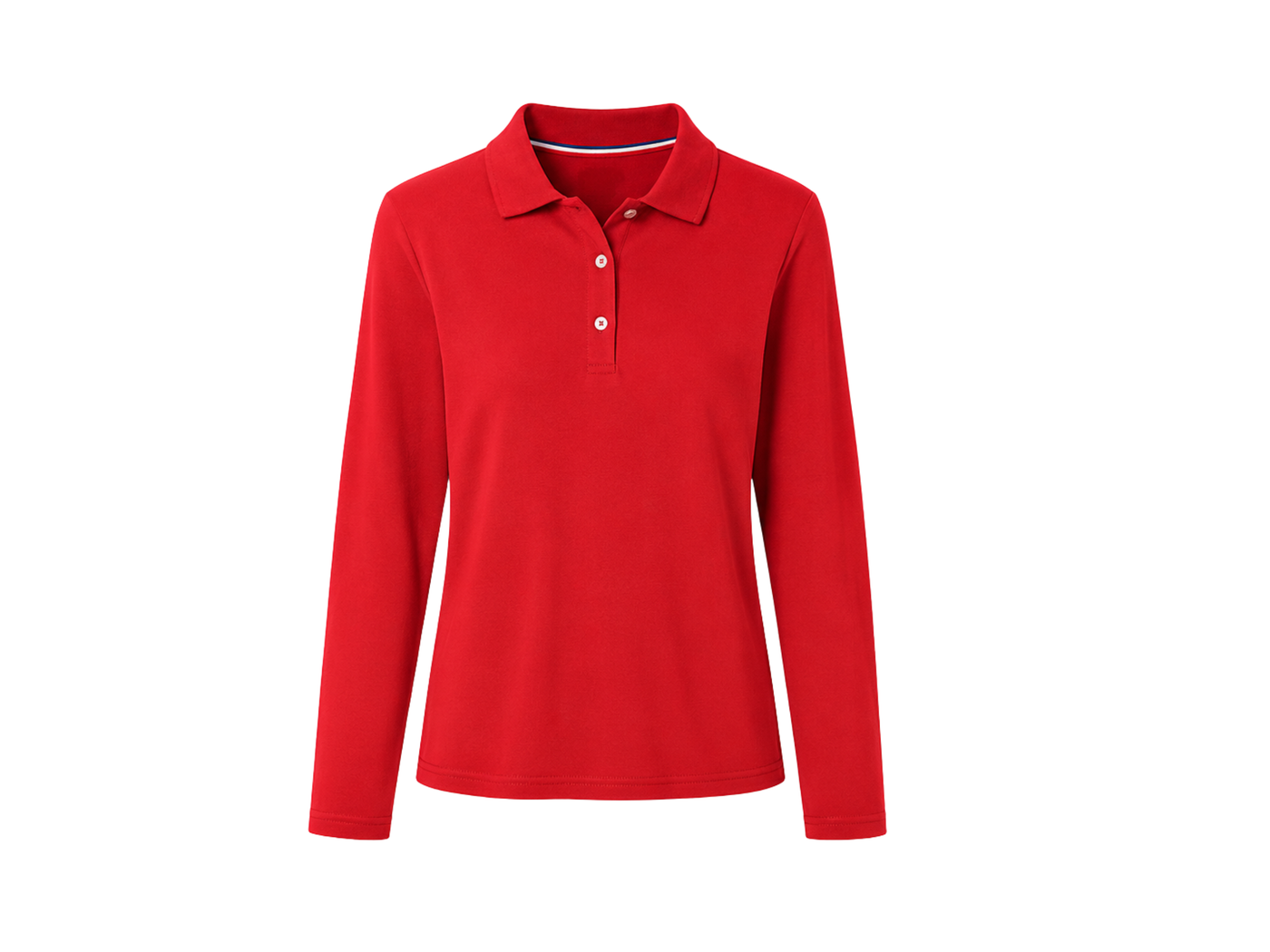 School Long Sleeve Fitted Picot Collar Polo Red | B2B Low MOQ Wholesale