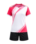 Custom White Pink Badminton Warm-Up Set – Polo Shirt and Shorts