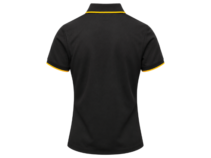 Ladies Contrast Pique Polo Shirt Black and Yellow | B2B Low MOQ Hospitality Workwear Manufacturer