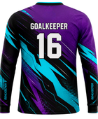 Custom Handball Goalkeeper Jersey – Purple Teal Long Sleeve Teamwear for Wholesale Buyers