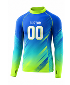 Custom Blue Lime Soccer Base Layer | Wholesale Long Sleeve Team Compression Shirt