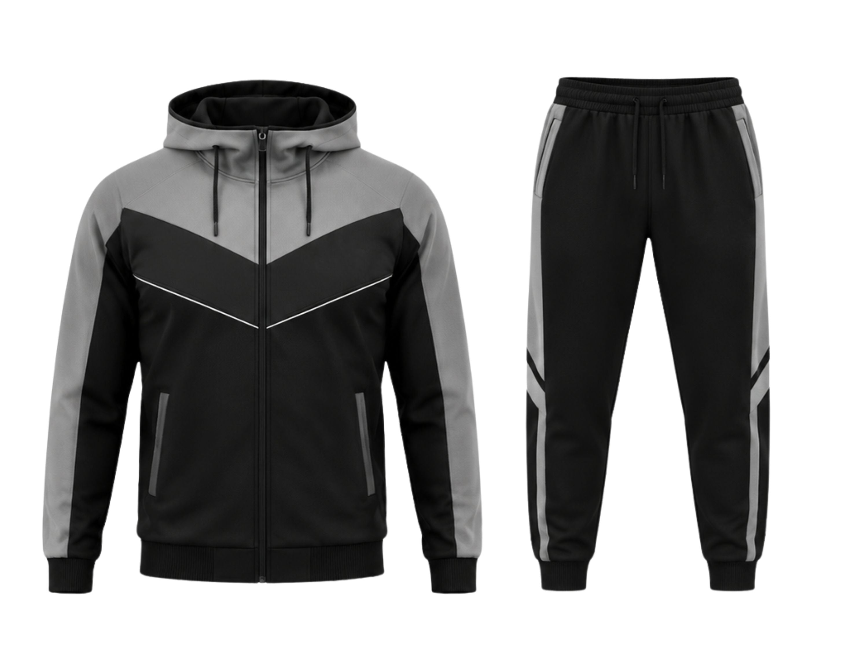 Custom Black & Grey Basketball Warmup Track Suit | Wholesale Team Jacket and Pants