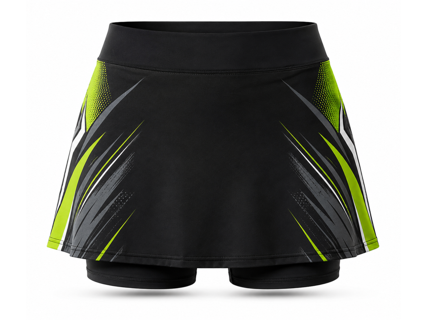 Custom Women’s Padel Skort – Black Lime Wholesale Teamwear