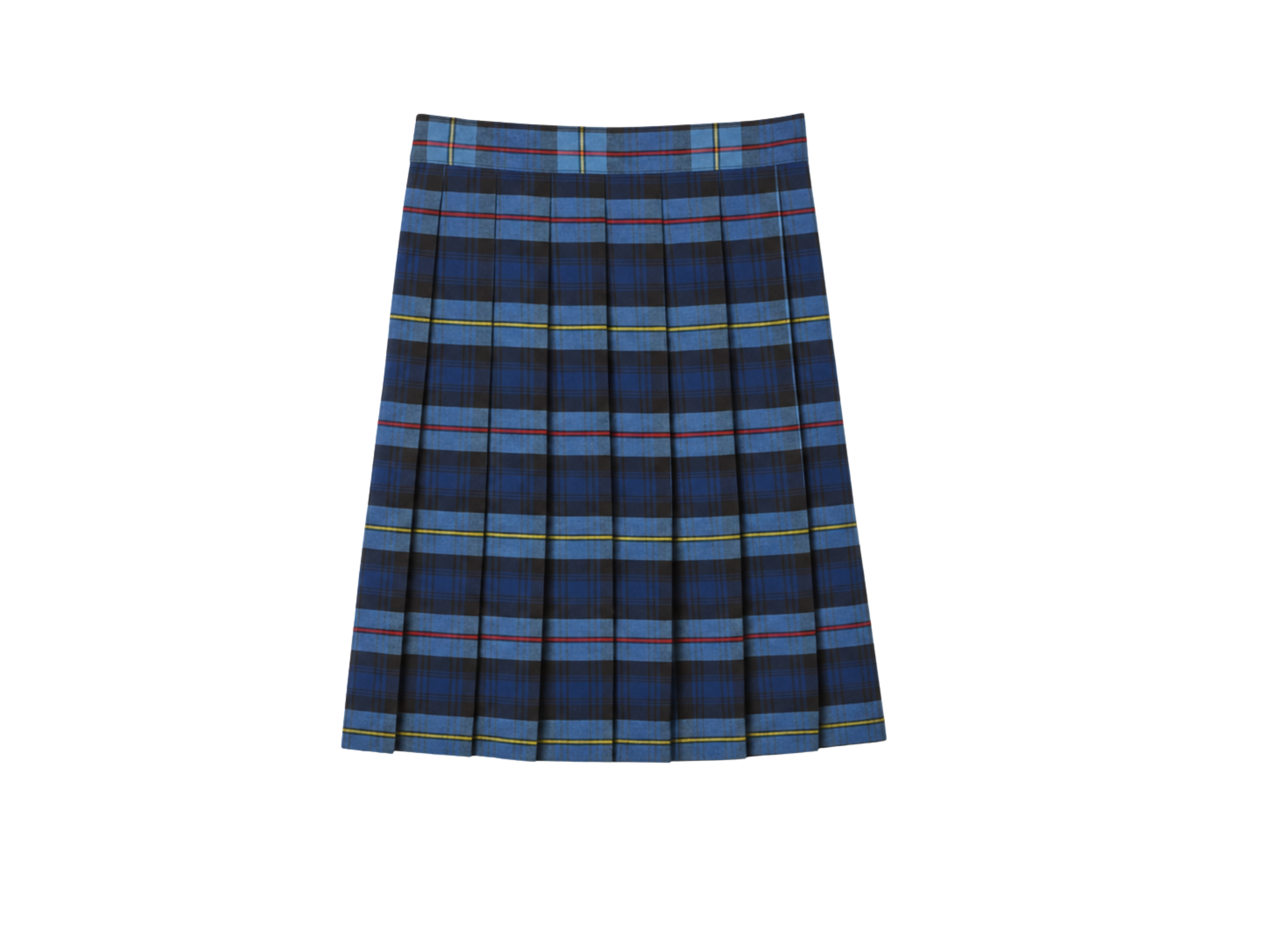 School At-The-Knee Plaid Pleated Skirt Navy Royal Blue Green | B2B Low MOQ Wholesale