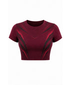 Wholesale Burgundy Powerlifting Crop Jersey – Bulk, Low MOQ, Team Strength Training Top
