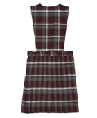 B2B School Uniform Jumper Dress Girls Burgundy Grey Plaid Pleated