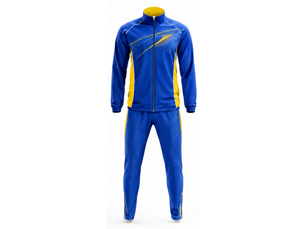 Custom Blue Cricket Tracksuit – Sublimated Jacket & Pant Set for Bulk Teamwear front design preview