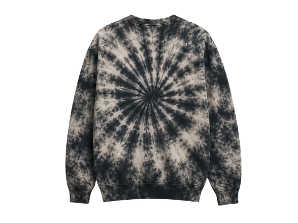 Tie Dye Crewneck Sweatshirt Black and Grey Spiral Design | B2B Low MOQ