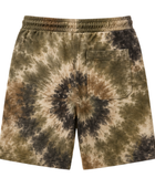 Tie Dye Drawstring Shorts Olive Brown Beige and Black Spiral Design | B2B Low MOQ