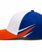 Custom White Blue Orange Baseball Cap | Wholesale Team Hat for Bulk Orders and Private Label