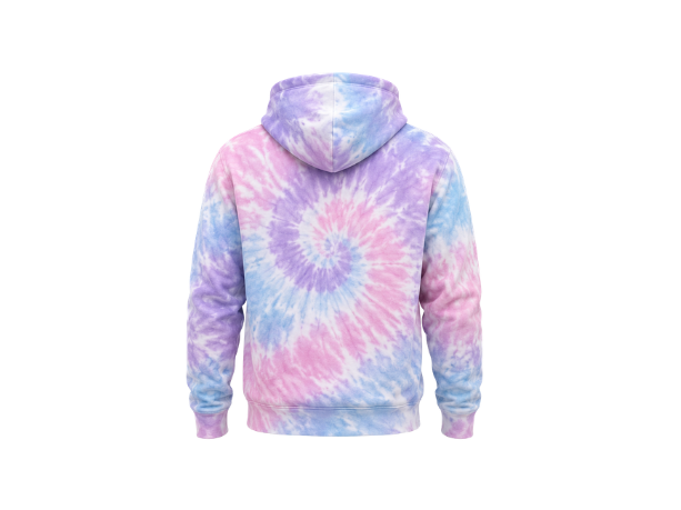 Tie Dye Pullover Hoodie Pastel Pink Lavender Blue and White Spiral Design | B2B Low MOQ
